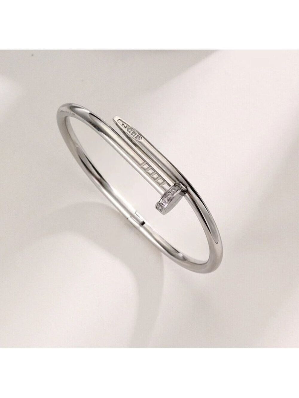 Stainless Steel Nail Bangle | Zircon Stones | Waterproof, Tarnish Proof